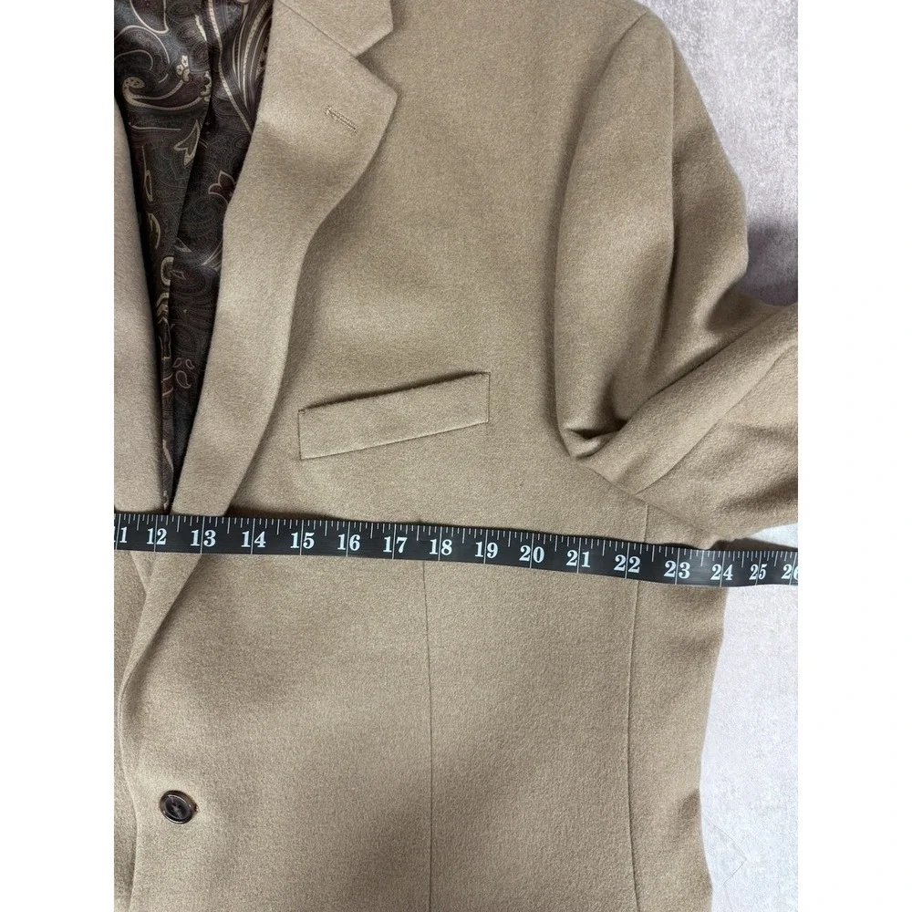 Lauren Ralph Lauren Blazer/Jacket Mens 46L Beige Solid Soft Cashmere Two Buttons